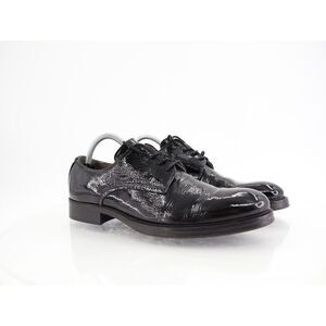 AllSaints Apollo Men Size 43 US 10 Black Patent Crinkle Derby Oxfords Dress Shoe